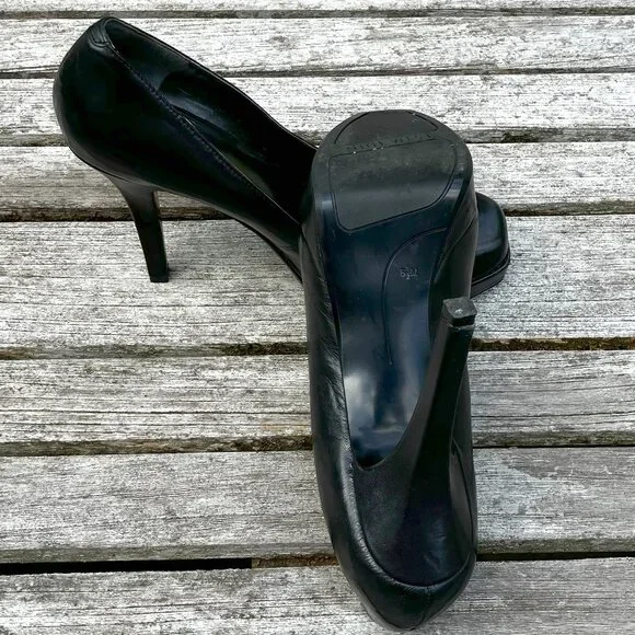 9W Black Leather Platform Pumps - Size 6.5M - Picture 3 of 10